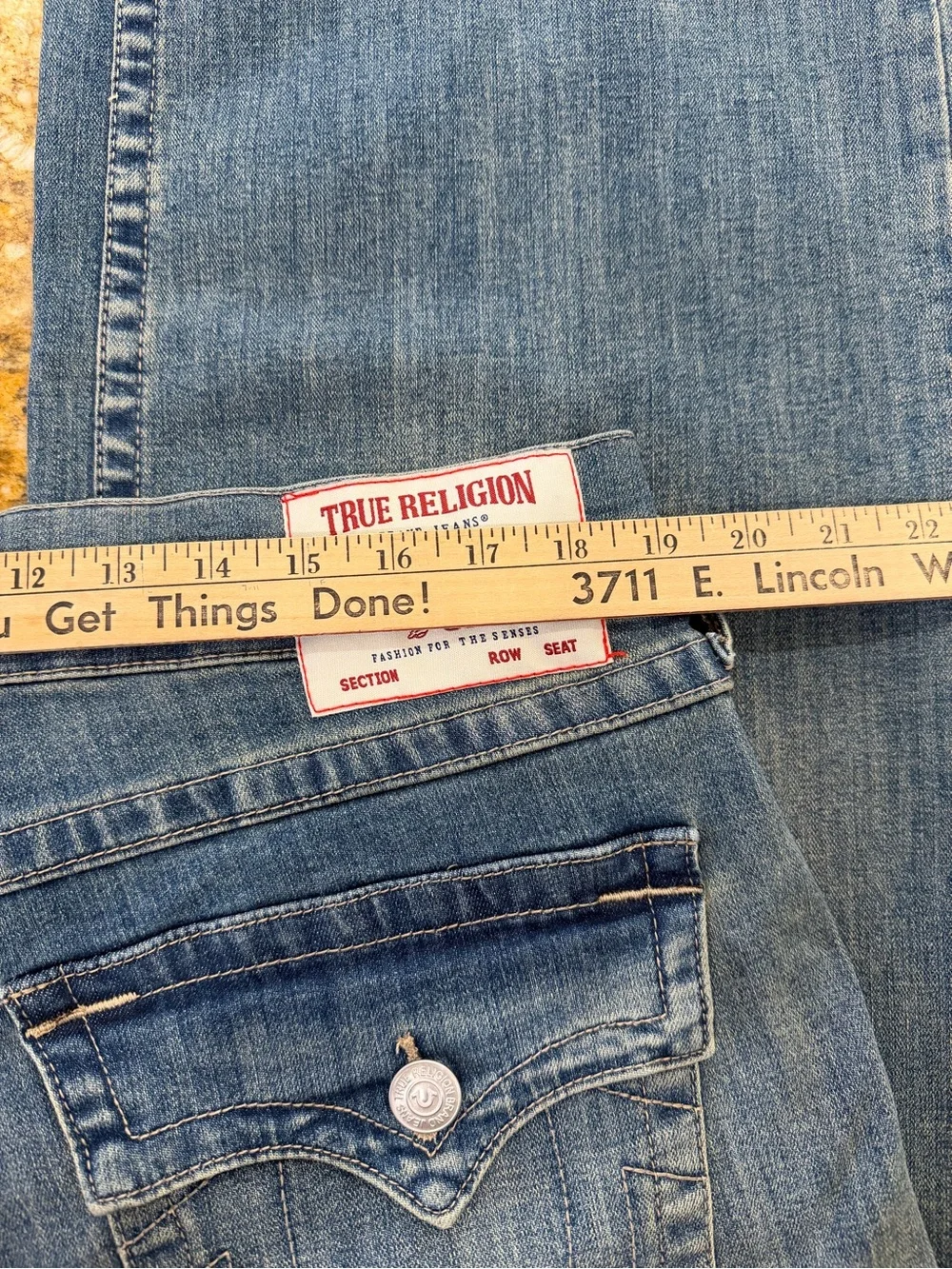 TRUE RELIGION: Men's Vinny Ultra Baggy Denim Blue Washed, Wide Leg, Size 36x34